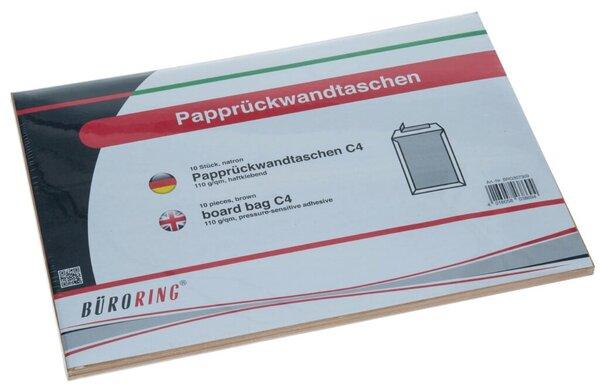 Actual product image Büroring Versandtasche DIN C4, ohne Fenster, haftklebend, Papprückwand, 110g/qm, natronbraun, 10 Stück (10 x)