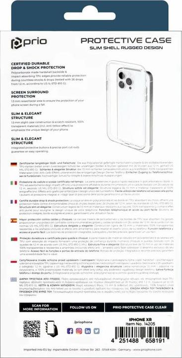 Immagine prodotto prio Cover protettiva per iPhone XR trasparente (Apple iPhone XR)