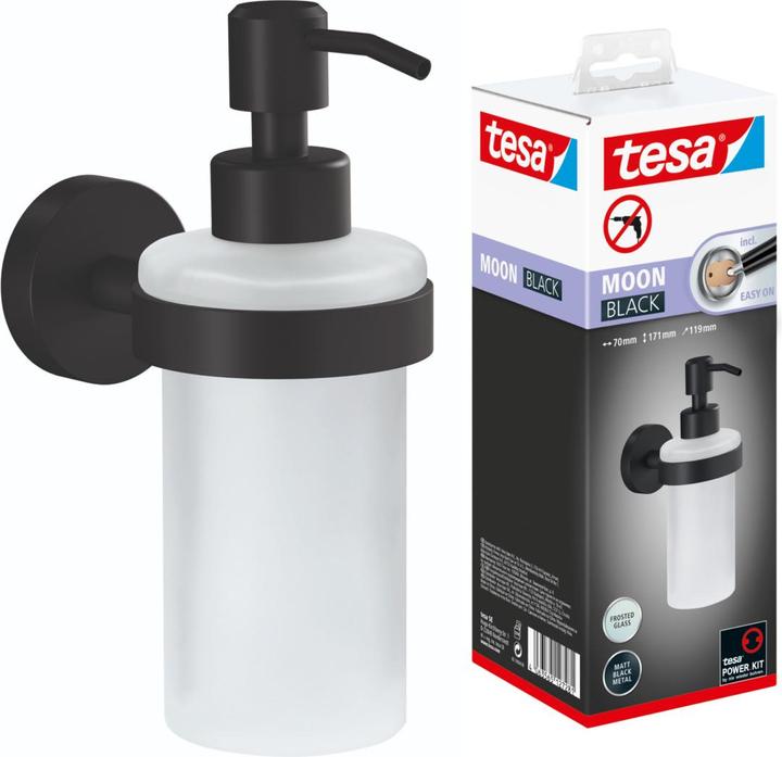 Produktbild tesa MOON BLACK Seifenspender inkl. Klebelösung ohne Bohren