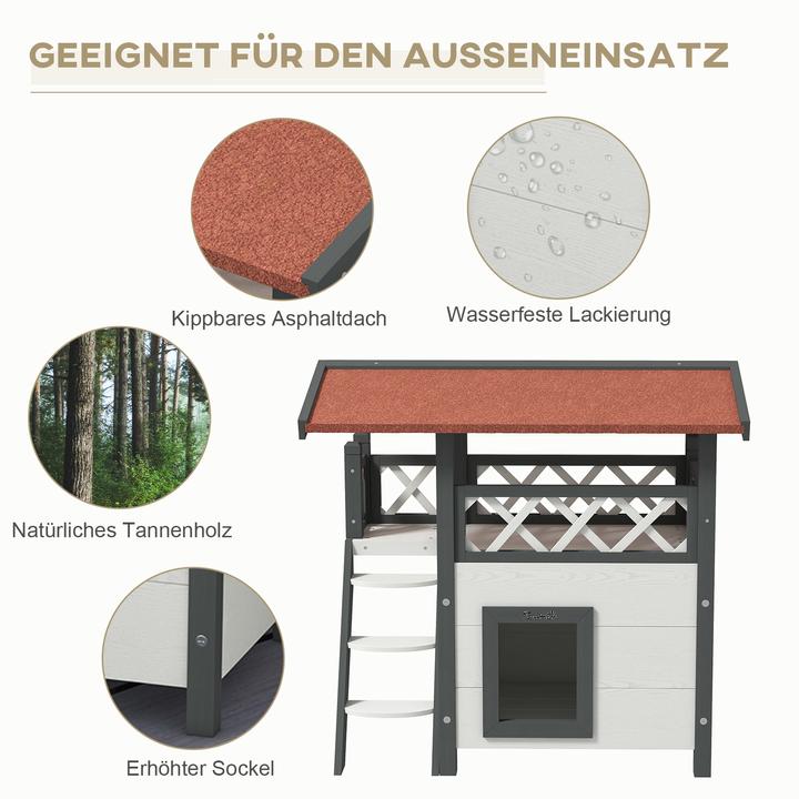 Actual product image PawHut Cat house with stairs and roof (Cat)