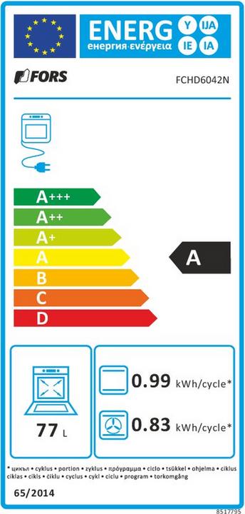 Etichetta energetica Fors Fornello EURO, acciaio inox FCHD6042ES acciaio inox