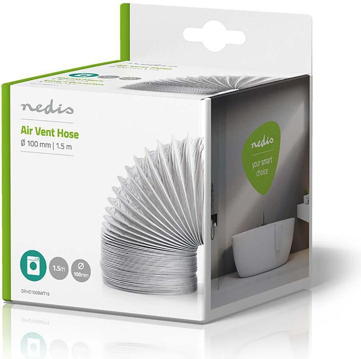 Immagine prodotto Nedis Tubo per aria di scarico in PVC | 100 mm | 1,50 m | Adatto per: Ventilazione dell'aria /