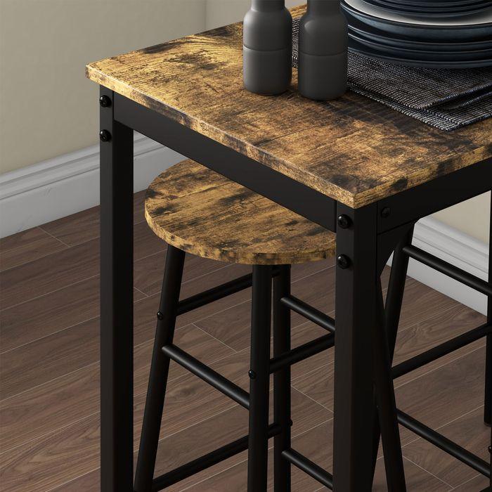 Image du produit Swisshandel24 Set de table de bar, 3 pièces, brun rustique