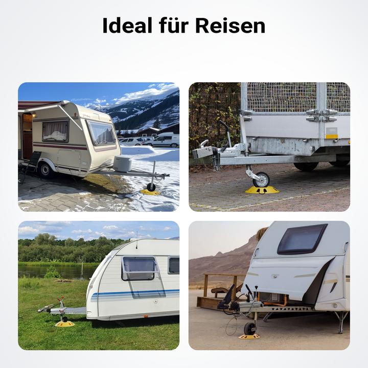 Produktbild Wiltec Stützradunterlage Ø300mm Stützrad 1995kg Unterlegkeil Anhänger Wohnwagen