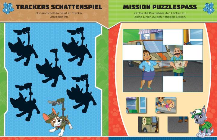 Produktbild PAW Patrol Rätselbuch mit 40 Tattoos (Deutsch, Schwager & Steinlein Verlag, 2024)