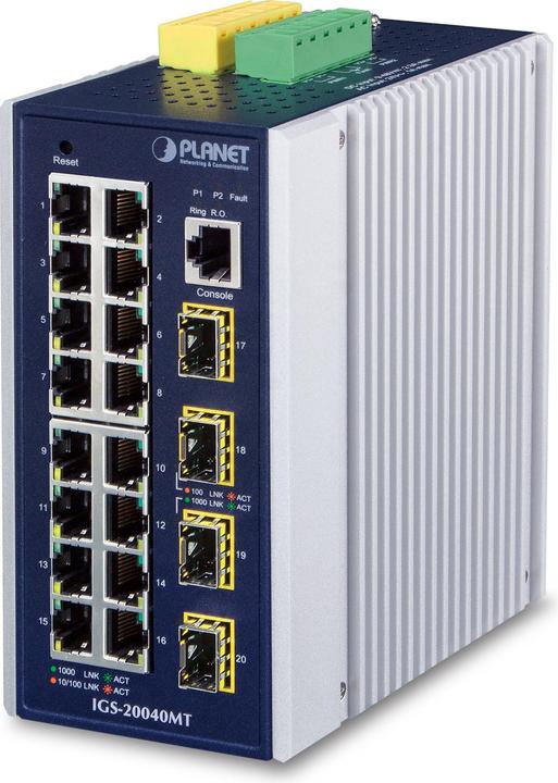 Produktbild Planet Industie L2 Managed Switch 16-Port 10/100/1000T 4-Port 100/1000X SFP (16 Ports)