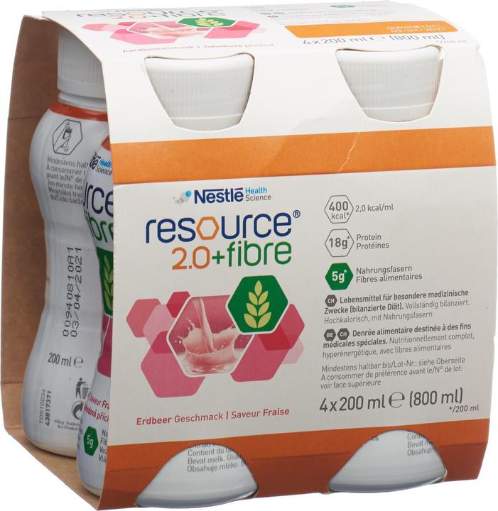 Produktbild Resource 2.0+Fibre Drink Erdbeer (Erdbeere, 4 x)
