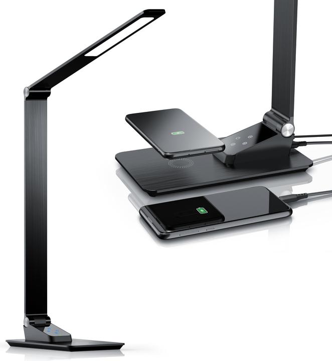Actual product image Brandson Schreibtischlampe Metall-Design, USB Ladeanschluss, kabelloses Laden wireless Charging, Dimmfunktion (500 lm)