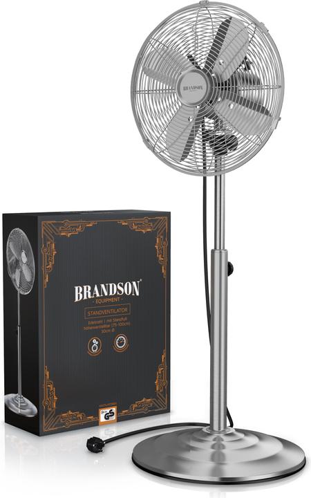Produktbild Brandson Standventilator 34cm Ø, Oszillation 80°, Neigbar 30°, 35W, Standlüfter, silber (54 dB)