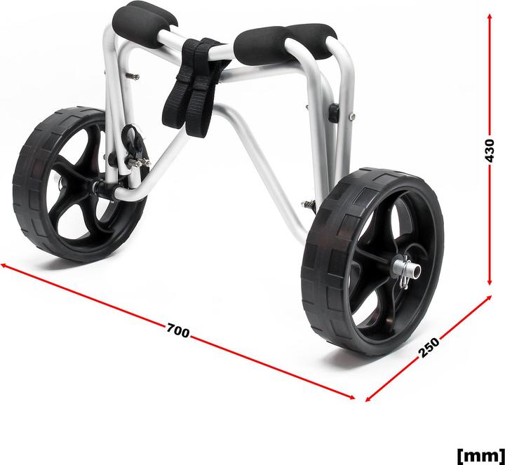 Actual product image Wiltec Foldable Aluminium Transport Trolley for Kayaks, Canoes max. 68kg with PU Wheels & Nylon Belt