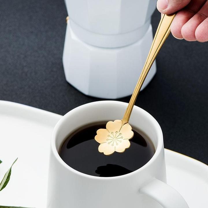 Produktbild JTI 8x Dessertlöffel, Blumen - Gold (8 Stück, Löffel)