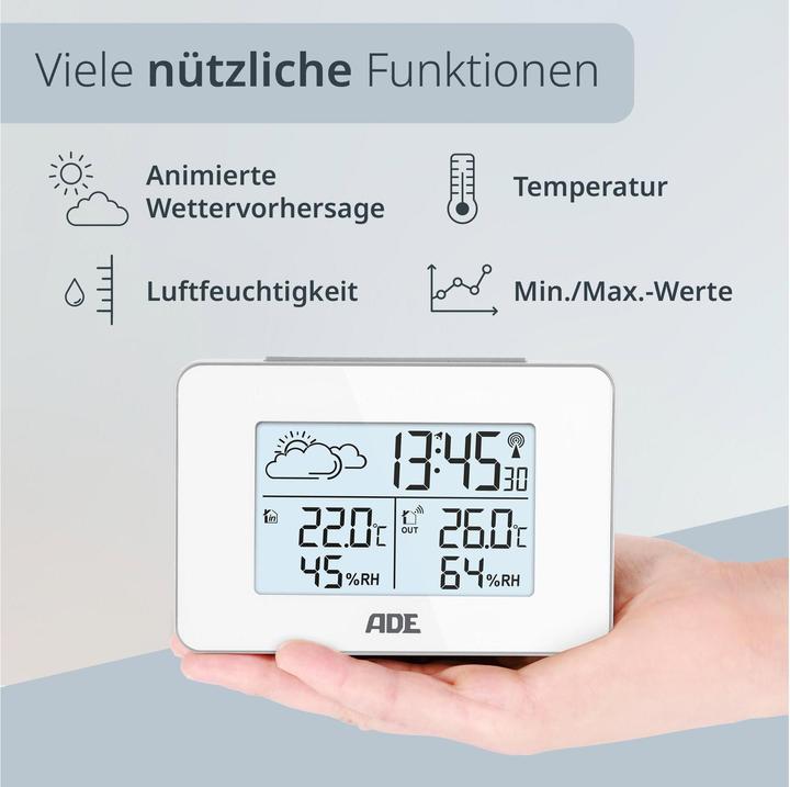 Actual product image ADE Wetterstation mit Funk-Aussensensor Weiss, Funktionen