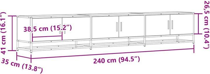 Actual product image VidaXL TV cabinet Lowboard TV cabinet TV table TV furniture Sonoma oak (240 x 35 x 41 cm)