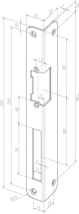 Actual product image Assa Abloy Angled striking plate IW 324 R-10 EST stainless steel round DIN left (Door handle)