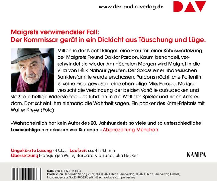 Image du produit Maigret et l'affaire Nahour (Georges Simenon, Julia Becker, Hansjürgen Wille, Wolfgang Stockmann, Barbara Klau, Allemand)