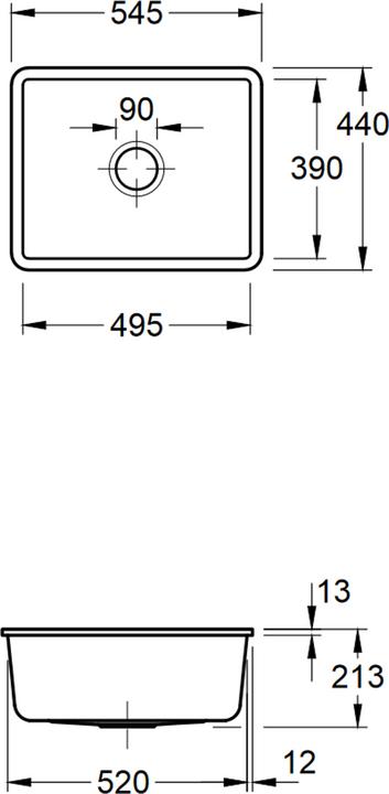 Produktbild Villeroy & Boch V&B Unterbauspüle SUBWAY 60 SU 545x440mm Handbet. crema (Unterbauspüle, 44 cm, 54.50 cm)