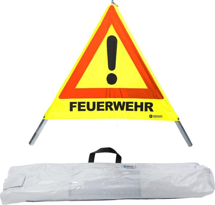 Produktbild Dönges Faltsignal, gelb, 900 mm, gelb, Aufdruck Feuerwehr, Unfall, Ölunfall