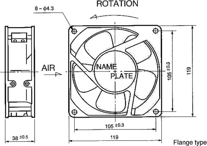 Image du produit NMB Minebea 4715MS-23T-B5A Ventilateur axial 230 V/AC 174 m³/h (L x l x H) 119 x 119 x