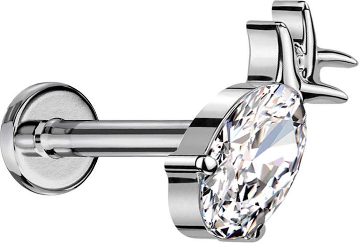 Star Piercing Micro Labret Innengewinde silber Ananas silber Kristall silber (ohne Messing, Titan G23)