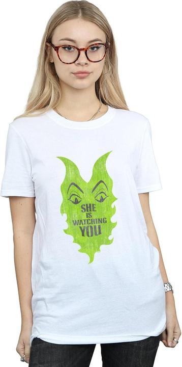 Actual product image Disney Womens/Ladies The Descendants Maleficent She Is Watching Cotton Boyfriend T-Shirt (XL)