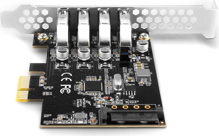 Produktbild Axagon PCEU-43RS PCIe Adapter 4x USB3.0 UASP VIA, 15-pin SATA Stromversorgung