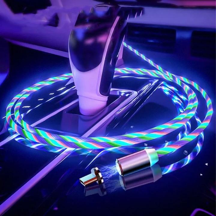Produktbild PhoneLook 3 in 1 USB Ladekabel mit LED Licht und magnetischen Ladeaufsätzen (1 m, USB 3.0)