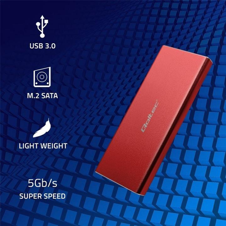 Actual product image Qoltec Aluminiowa Obudowa | Kieszeń na dysk M.2 SSD | SATA | NGFF | USB 3.0 | Super speed | 2TB | (M.2)