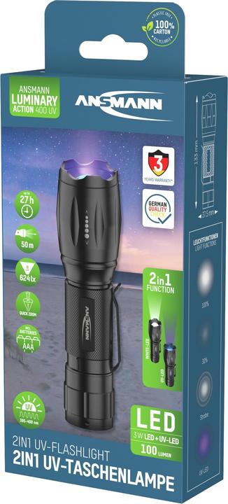 Image du produit Ansmann Lampe de poche Action 400 UV (3.75 cm, 100 lm)