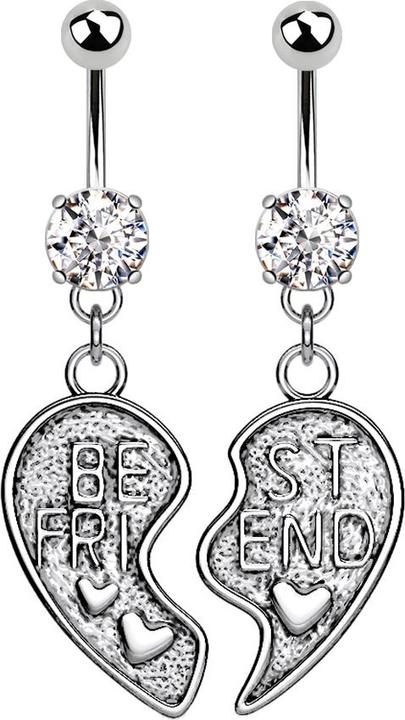 Produktbild Star Piercing Banane silber mit Anhänger Best Friend silber (Messing, Chirurgenstahl 316L)