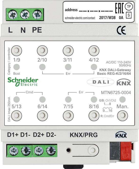 Immagine prodotto APC Schneider Electric KNX DALI Gateway Basic REG-K/2/16/64 2 canali MTN6725-0004