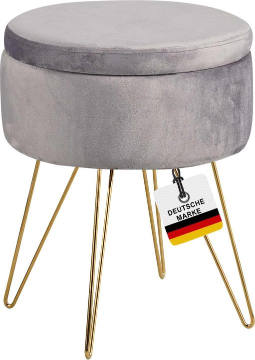 Albatros International Albatros Hocker mit Stauraum Cannes – Sitzhocker mit Stauraum, Modernes Design, Edler Samt/Sherpa –