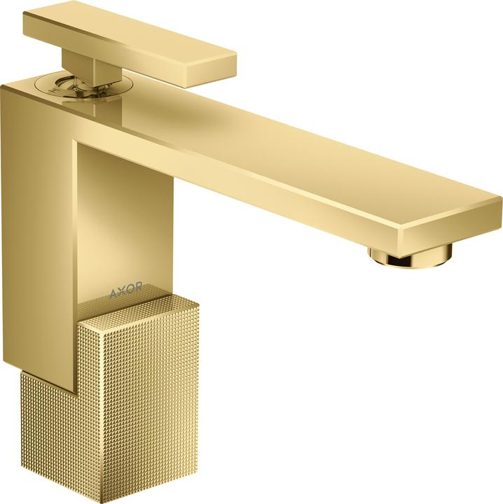Actual product image hansgrohe AXOR Edge single-lever basin mixer 130 with push-open waste, diamond-cut