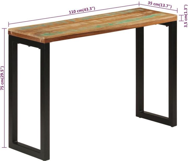 Produktbild VidaXL Konsolentisch Tisch Flurtisch Beistelltisch Eingangstisch Altholz Massiv (110 x 35 x 75 cm)