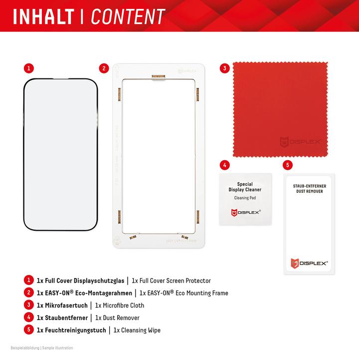 Productafbeelding Displex Real Glass, Full Cover Panzerglas (1 Stuk, Apple iPhone 15 Pro Max, Apple iPhone 15 Plus)