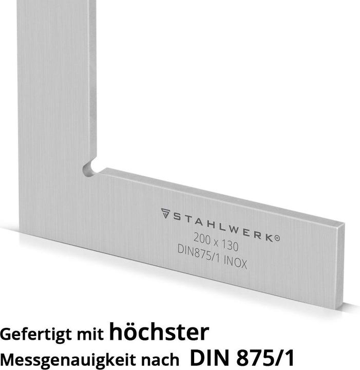 Produktbild Stahlwerk Flachwinkel 90° 200 x 130 mm DIN 875/1 aus rostfreiem Edelstahl