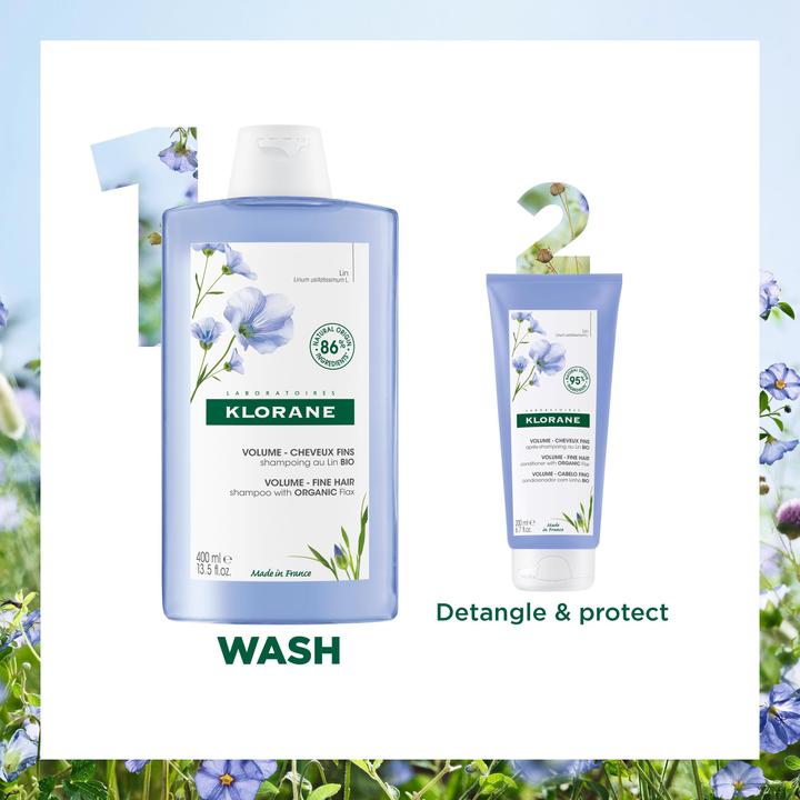 Actual product image Klorane Volume shampoo with organic linseed (200 ml, Liquid shampoo)