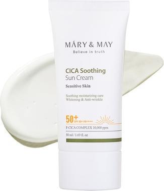 Mary&May CICA Beruhigende Sonnencreme SPF50+ PA++++ 50ml Koreanischer Sonnenschutz Gesicht Vegan Tägliche (Sonnencreme Gesicht, SPF 50, 50 ml, 0.05 g)