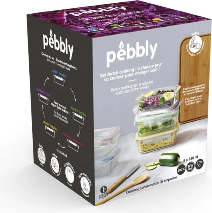 Image du produit Pebbly Set de 5 bocaux à provisions avec couvercle en plastique, 850 ml (0.85 l)