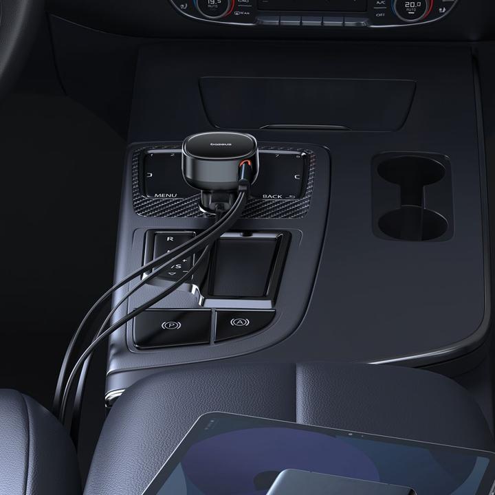 Actual product image Baseus Car Charger Enjoyment USB with USB-C cable and Lightning 60W (black)