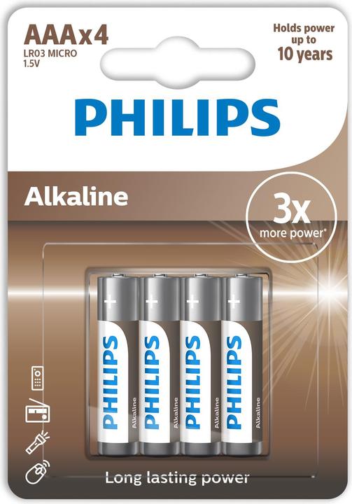 Image du produit Philips Alkaline Pila AAA Lr03 Blister*4 (4 pcs, AAA)
