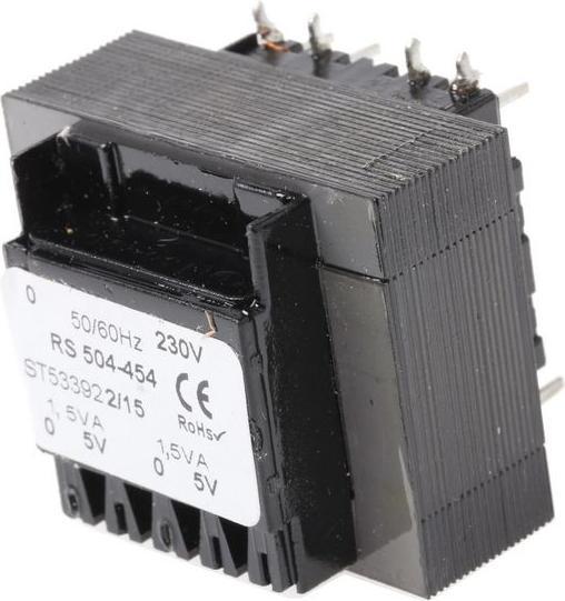 Actual product image Rs Pro PCB mount transformer,3VA 2x0-5V o/p