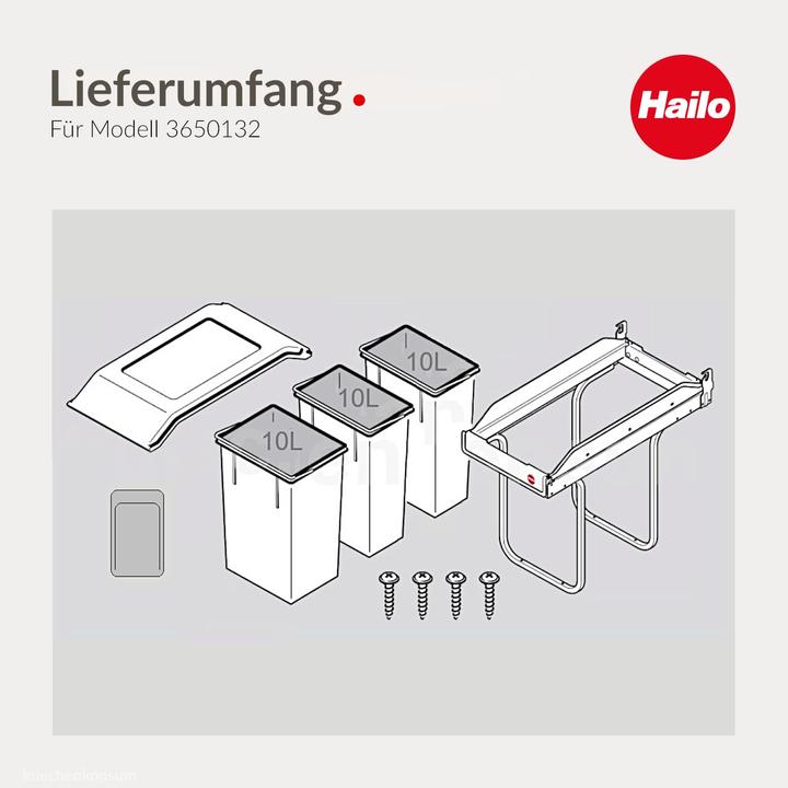 Actual product image Hailo Einbau-Mülleimer mit Mülltrennsystem (3x10 L) (30 l)