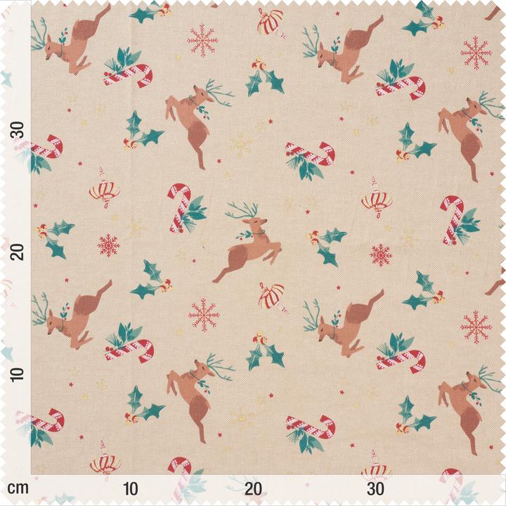Image du produit VBS Tissu Canvas "Renne avec flocons de neige scintillants", largeur 150 cm, vendu au mètre