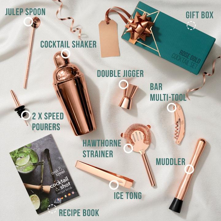 Produktbild Oak & Steel Cocktail 10er-Set Rosegold Edelstahl (Cocktail Set)