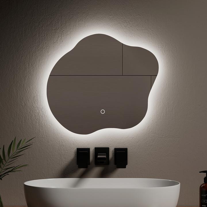 Produktbild Emke Badspiegel mit Beleuchtung 50*45cm,Beschlagfrei, 3 Farbtemperaturen(3000K-6500K) und dimmbaren