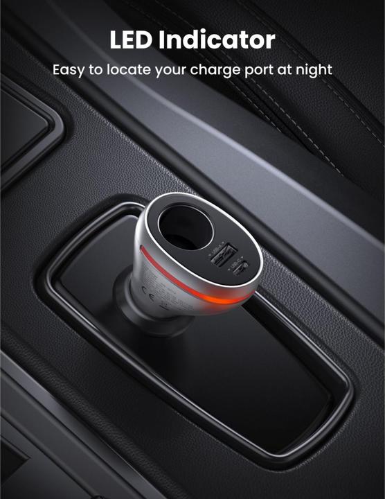 Actual product image Ugreen CD204 Car charger with 12V cigarette lighter socket