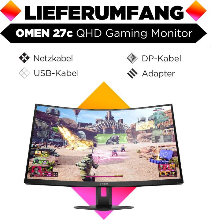 Actual product image HP Omen 27c (2560 x 1440 pixels, 27")