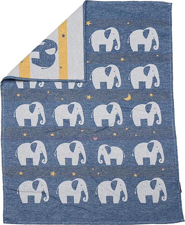 Produktbild David Fussenegger Babydecke Lima Elefant blau (90 x 65 cm)