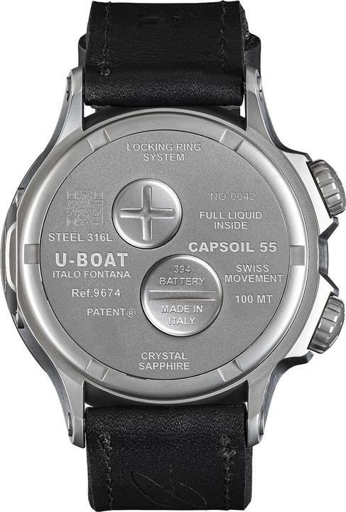 Actual product image U-Boat 9674 Capsoil Doppioempo SS GMT (Analogue wristwatch, 55 mm)