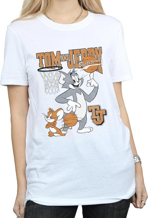 Actual product image Tom & Jerry Womens/Ladies Spinning Basketball Cotton Boyfriend T-Shirt (S)